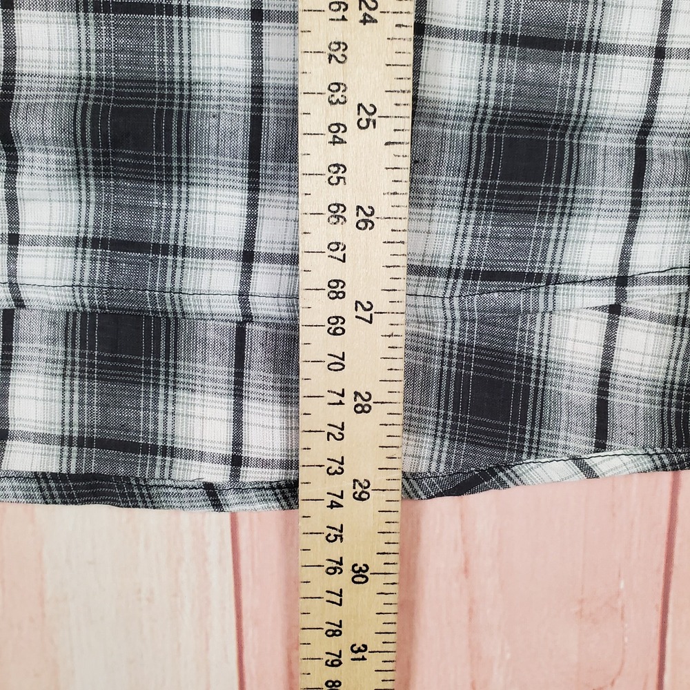 Purnell Santa Barbara Boyfriend Shirt Womens Small Black White Plaid Button Up - Picture 10 of 10